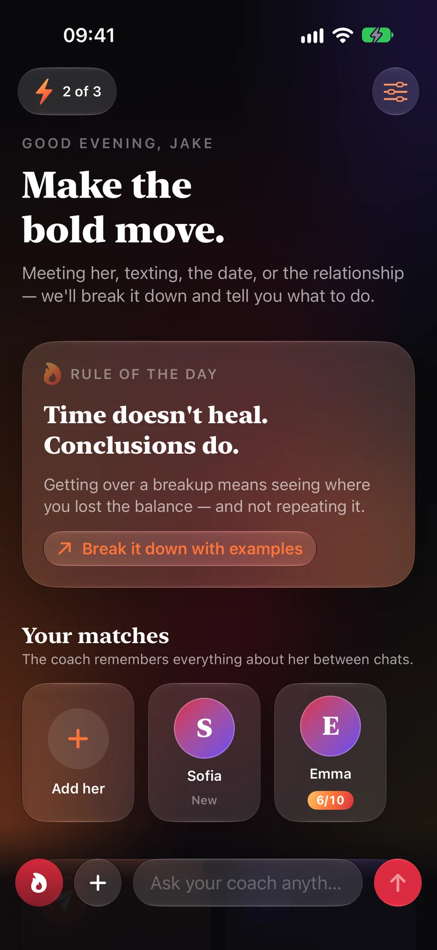BoldMove home screen